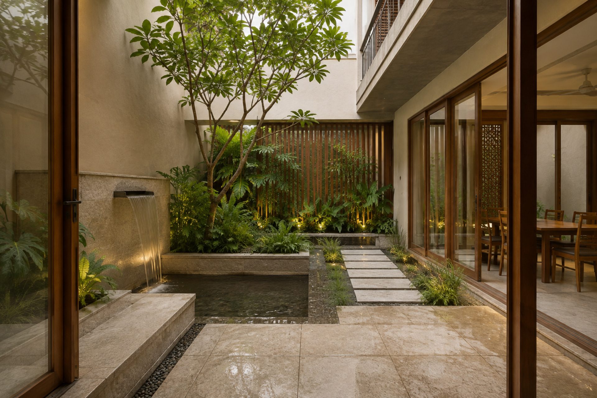 Planted Courtyard with Water Feature