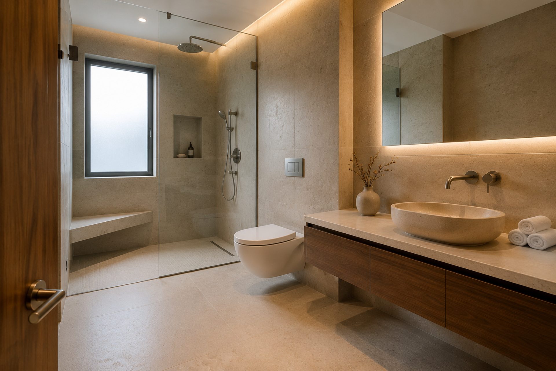 Spa-Inspired Stone Bathroom